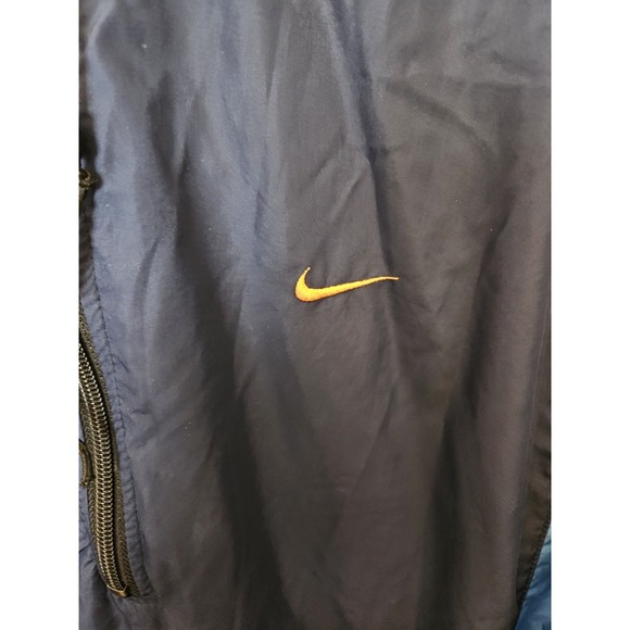 Nike Men's Blue Windbreaker Hoodie Jacket #56323 1/4 Zip Orange Logo, Size XL - Picture 2 of 11